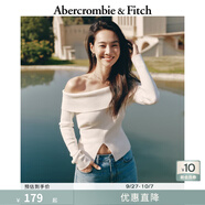 Abercrombie & Fitch女裝25春季美式辣妹修身一字肩露肩長袖針織衫毛衣150-5016 奶白色 XXS (160/80A)
