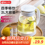 天喜（TIANXI）涼水壺玻璃杯冷水壺家用泡茶壺耐熱大容量果汁壺2000ml學(xué)生禮物