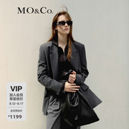 MO&Co.秋彈絲精紡墊肩開叉西裝外套MBD3BLA006摩安珂 深花灰色 M 165