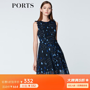 PORTS寶姿商場同款 新品女裝甜美木耳邊裝飾無袖連衣裙SN8D027HPP022 丈青 S (4)