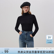 范思藍恩23FS14392基礎百搭半高領發(fā)熱打底衫女冬季2023新款上衣 黑色 M