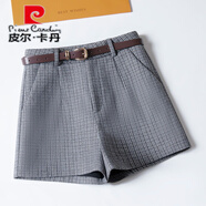 皮爾卡丹（pierre cardin）外穿毛呢短褲女秋冬季2025新款高腰靴褲春夏顯瘦配靴子闊腿褲 灰色格子 毛呢短褲 L 28 105-115斤
