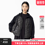幻走（MOVEUP）2024冬季新款.FUN系列連帽趣味繡花設計師短款棉外套女 夜黑 S