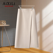 艾熙禮高級感一片式半身裙女秋冬款2025新款毛呢厚款包臀裙不規則a字裙 米白色-毛呢面料 【輕奢氣質(zhì)款】 2XL /30 建議125-135斤
