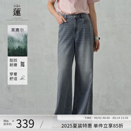 阿依蓮【商場同款】復(fù)古牛仔褲夏季女2025新款薄款直筒闊腿褲顯瘦長褲子 貝殼灰 L