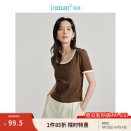 茵曼（INMAN）多色無袖顯瘦吊帶背心T恤女裝2025夏季新款簡約休閑百搭圓領(lǐng)上衣 深咖啡-18424213 S