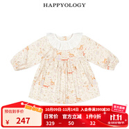 happyology英國(guó)兒童春秋花邊翻領(lǐng)裙子印花女童針織長(zhǎng)袖連衣裙 歡樂小森林 98 (98cm)