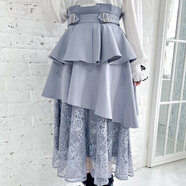 ROJITAcouture 不對稱(chēng)疊層蕾絲長(cháng)裙(C434955現貨) 藍色