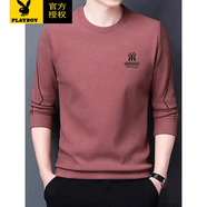 花花公子（PLAYBOY）衛(wèi)衣男士裝秋冬季款長(zhǎng)袖t恤寬松休閑打底衫保暖衣服 8812皮紅色 3XL