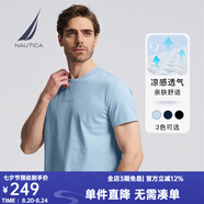 諾帝卡（NAUTICA）男裝春夏新款舒適親膚透氣涼感休閑短袖圓領(lǐng)T恤男TE4102-N 淺藍色406 M