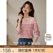 熙世界sllsky法式條紋針織衫長(cháng)袖毛衣2025春裝新款寬松慵懶圓領(lǐng)打底衫 藍底寶藍條 M