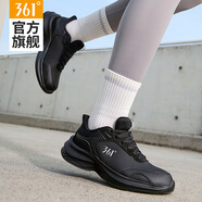 361°女鞋運(yùn)動鞋2025秋季新款防水皮面軟底跑鞋輕便防滑減震跑步鞋子女 曜石黑 39