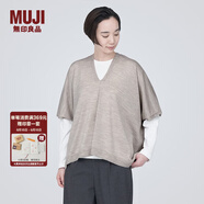 無(wú)印良品（MUJI）女式 羊毛 可水洗 高針距 斗篷毛衣 V領(lǐng)針織衫秋冬女款 BA1NAA3A 燕麥色 M（160/84A）