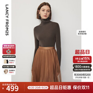 朗姿【王楚然同款】純羊毛高領(lǐng)針織衫春冬內(nèi)搭打底上衣曠野美拉德 棕色 M