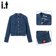 :CHOCOOLATE  it女裝連衣裙美式小香風(fēng)上衣搭配半身中裙套裝女秋冬衣服兩件套 牛仔藍 M