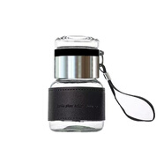 美克杰玻璃杯泡茶水分離帶茶倉大容量加厚旅行水杯2025新款 300ML【有皮套+茶隔】 噸噸杯