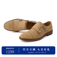 杰帝梵（J.D.V）男鞋2023商場(chǎng)同款秋季新品卡其色反絨蒙克雙扣商務(wù)正裝皮鞋 卡其 41