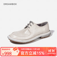 dreambox鈞博vibram夏季薄款男士休閑皮鞋水洗馬皮輕便透氣男鞋 灰色 44