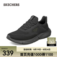 斯凱奇（Skechers）夏季男鞋新款輕便一腳蹬透氣網(wǎng)面休閑運(yùn)動跑步鞋百搭慢跑鞋210281 全黑色/210281-BBK 41.5