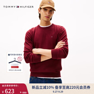 TOMMY HILFIGER【純色V領(lǐng)】秋冬男裝純棉商務(wù)休閑通勤內(nèi)搭打底衫針織衫毛衣 【簡約合身毛衣】紫紅色VLP L （推薦：150-165斤）