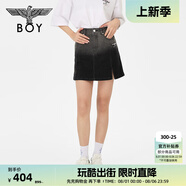 BOY LONDON潮牌牛仔半身裙女夏季黑色顯瘦開叉A字短裙W59001 黑色 L