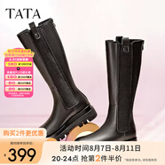 他她（TATA）厚底長(cháng)筒靴女靴英倫加絨保暖騎士靴高筒靴秋冬新WXK02DG3 黑色(單里) 37