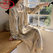 浪莎睡裙女秋冬季加厚加絨珊瑚絨保暖睡衣裙長袖法蘭絨2025新款家居服 N7102[優(yōu)質絨 · 柔軟親膚 L 數(shù) 建議105-125斤