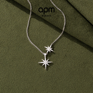 APM Monaco[楊紫同款]六芒星項(xiàng)鏈女生設(shè)計(jì)感毛衣鏈生日送女友七夕禮物 雙顆六芒星項(xiàng)鏈