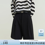 范思藍(lán)恩23FS12380短褲女新款夏季a字高腰顯瘦闊腿休閑褲 黑色 XS