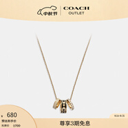 蔻馳（COACH）奧萊女士項鏈高級感時尚百搭飾品禮物 經(jīng)典標志RONDELL項鏈 金色/黑色