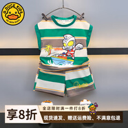G.DUCKKIDS小黃鴨聯(lián)名奧特曼衣服男童無袖套裝夏季小男孩寶寶兒童背心夏裝 綠色 150 (建議135-145cm 8-9周歲）