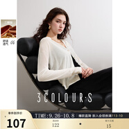 三彩2025秋款三醋酸針織衫連帽開(kāi)衫薄款寬松外套小衫S 珍珠白 L 165/88A