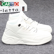 卡帝樂鱷魚（CARTELO）高幫小白鞋男鞋2025春秋韓版輕便厚底增高板鞋潮流運(yùn)動(dòng)百搭休閑鞋 白色【穩(wěn)步1178】單款 39 收藏休閑襪子