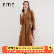 愛(ài)特愛(ài)冬季新款西裝領(lǐng)顯瘦拼接羊毛呢子連衣裙優(yōu)雅氣質(zhì)女裝7207922 深卡其84 L 165