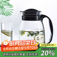 天喜（TIANXI）涼水壺玻璃杯玻璃泡茶壺耐熱冷水壺水杯大容量黑色2L老師禮物