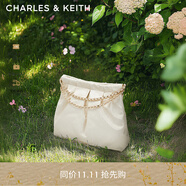 CHARLES&KEITH子母鏈條大容量流浪包托特包單肩斜挎包女包生日禮物CK2-40671449 Cream奶白色 L