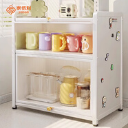 家佰利杯子收納置物架杯架水杯架子客廳水吧辦公室桌面放咖啡玻璃杯防塵 【白-2層40長(cháng)】可放水壺_高矮杯 _升級亞克力柜門(mén)