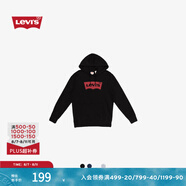 Levi's【特價(jià)來(lái)襲】李維斯情侶同款經(jīng)典寬松休閑logo套頭連帽衛衣 黑色 19622-0005 M