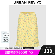UR七夕2025秋季新款女裝拼接蕾絲花邊碎花A字半裙UYY550038 淺黃印花 XXS