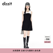 DZZIT地素春夏新款甜酷少女黑白撞色拼接無(wú)袖連衣裙女 黑色 M