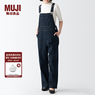無印良品（MUJI） 女式  彈力牛仔 背帶褲BE1PSA3A休閑百搭褲子長褲牛仔褲背帶褲女 深藏青色 L（165/70A）