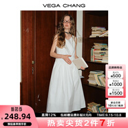 VEGA CHANG白色連衣裙女2025年春秋季新款休閑氣質(zhì)不規(guī)則拼接背心裙 云朵白 L