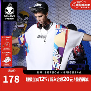 閃電潮牌（GENANX）印花短袖男夏季情侶裝嘻哈街頭太空棉五分袖t恤 白色 XL