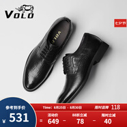 VOLO犀牛男鞋商務(wù)正裝皮鞋男士?jī)?nèi)增高透氣軟底德比鞋 黑色 41 