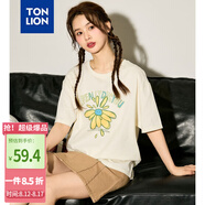 唐獅（TonLion）2025女圓領(lǐng)短袖T恤 米白 L