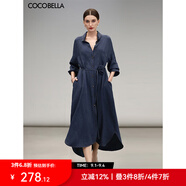 COCOBELLA牛仔色褶皺肌理長(zhǎng)袖連衣裙復(fù)古高智感襯衫裙FR0062 深牛仔藍(lán)連衣裙FR0062 不包含配飾 L