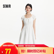 森馬（Semir）連衣裙女收腰蝴蝶結少女感2025夏俏皮木耳邊方領(lǐng)短裙109325114007