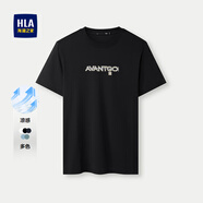 海瀾之家（HLA）短袖T恤男士25新涼感印花山不在高短袖體恤衫男夏季休閑上衣夏裝 黑色1E L 175/92A 推薦137~150斤