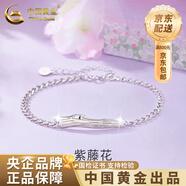 中國黃金足銀手鏈紫藤花手鏈?zhǔn)执p奢小眾高級感手飾七夕送女朋友生日禮物 925銀連理枝手鏈-男款【品牌禮盒】