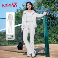 班尼路（Baleno）運(yùn)動休閑套裝女2025春秋季新款女裝連帽收腰直筒外套微喇褲兩件套
